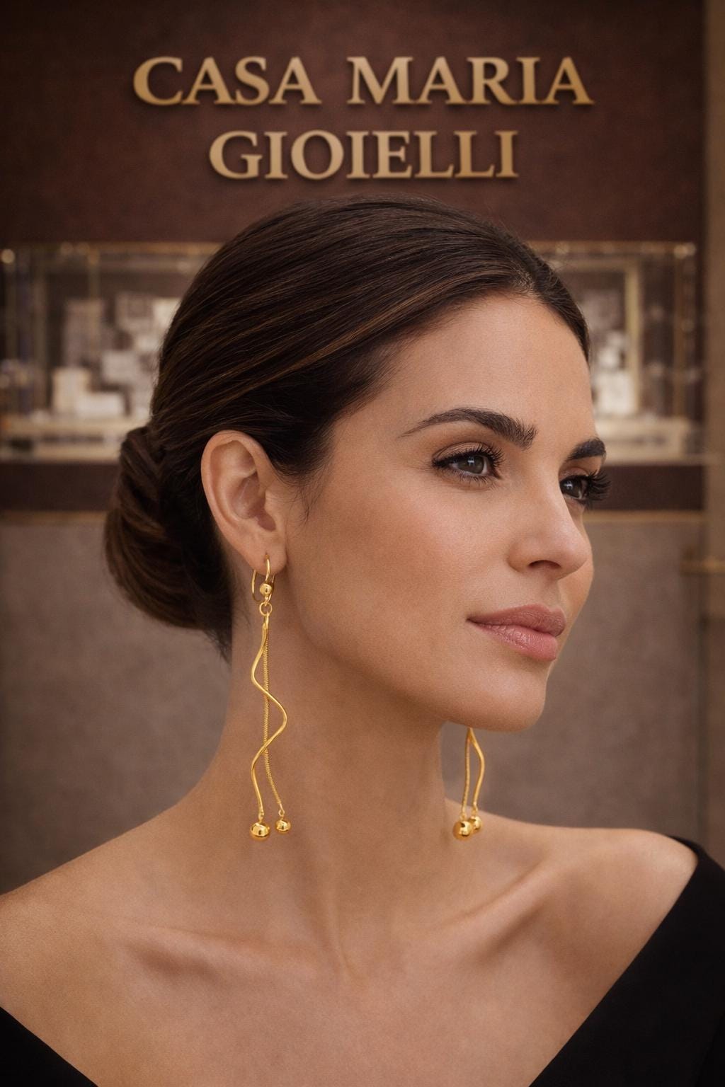 Onde Celestial Dangling Earrings | 24K Hollow Yellow Gold | Elegance by Casa Maria Gioielli