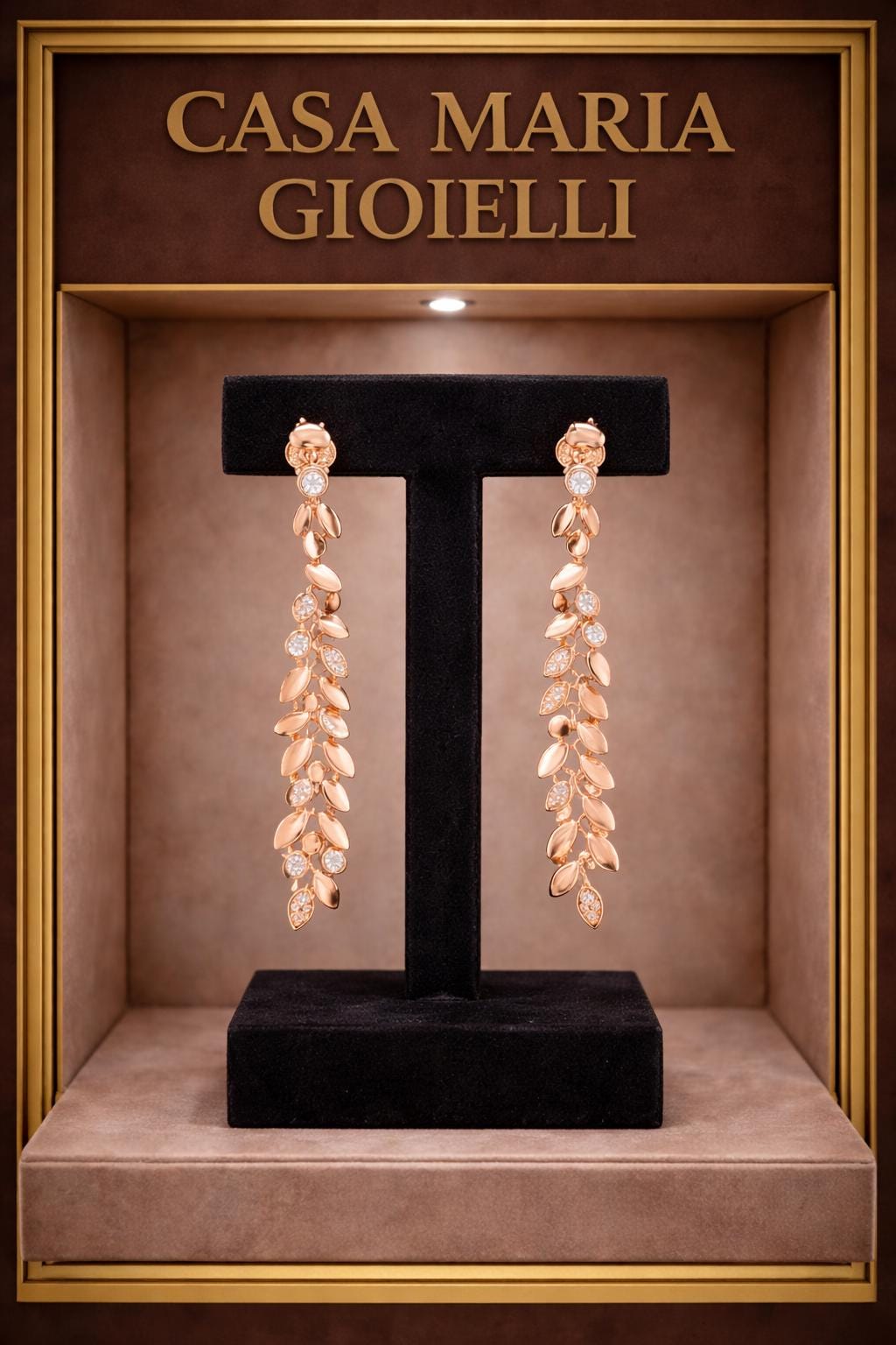 Rose Gold Leaf Earrings | Lab-Grown Diamonds, Casa Maria