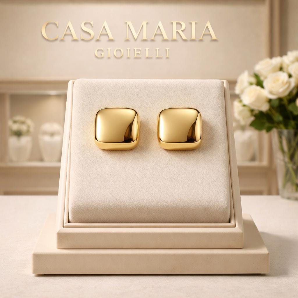 Quadri d’Oro Studs | 18K Hollow Yellow Gold Earrings |  Timless Charm  Casa Maria Gioielli