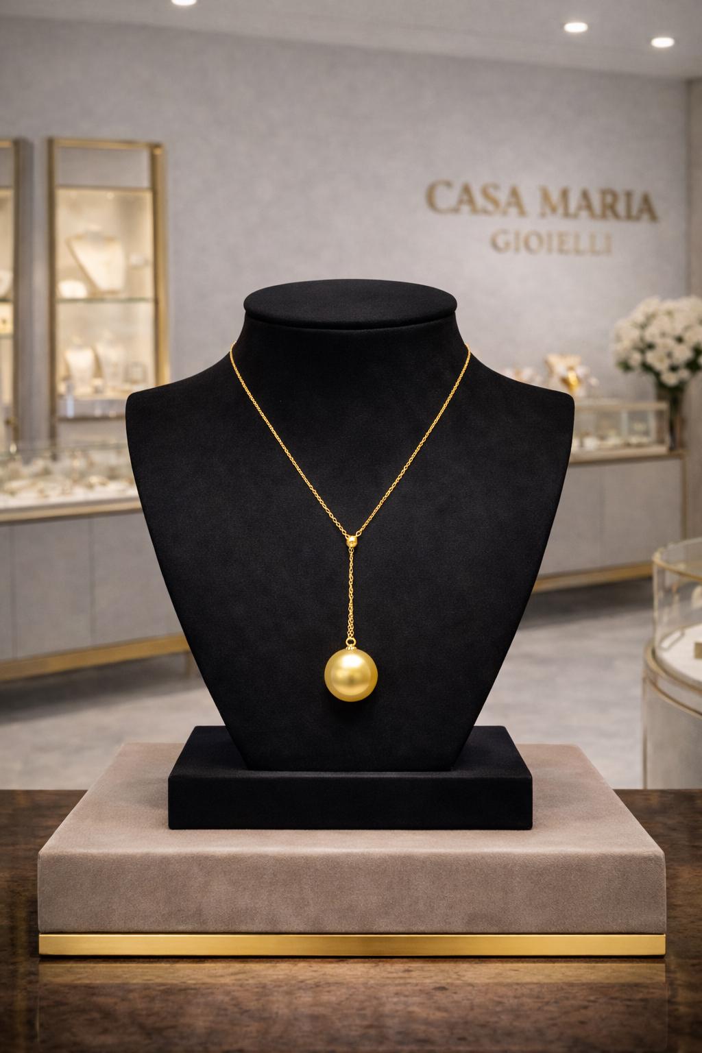 Golden South Sea Pearl Y-Necklace | 18K Vermeil Gold