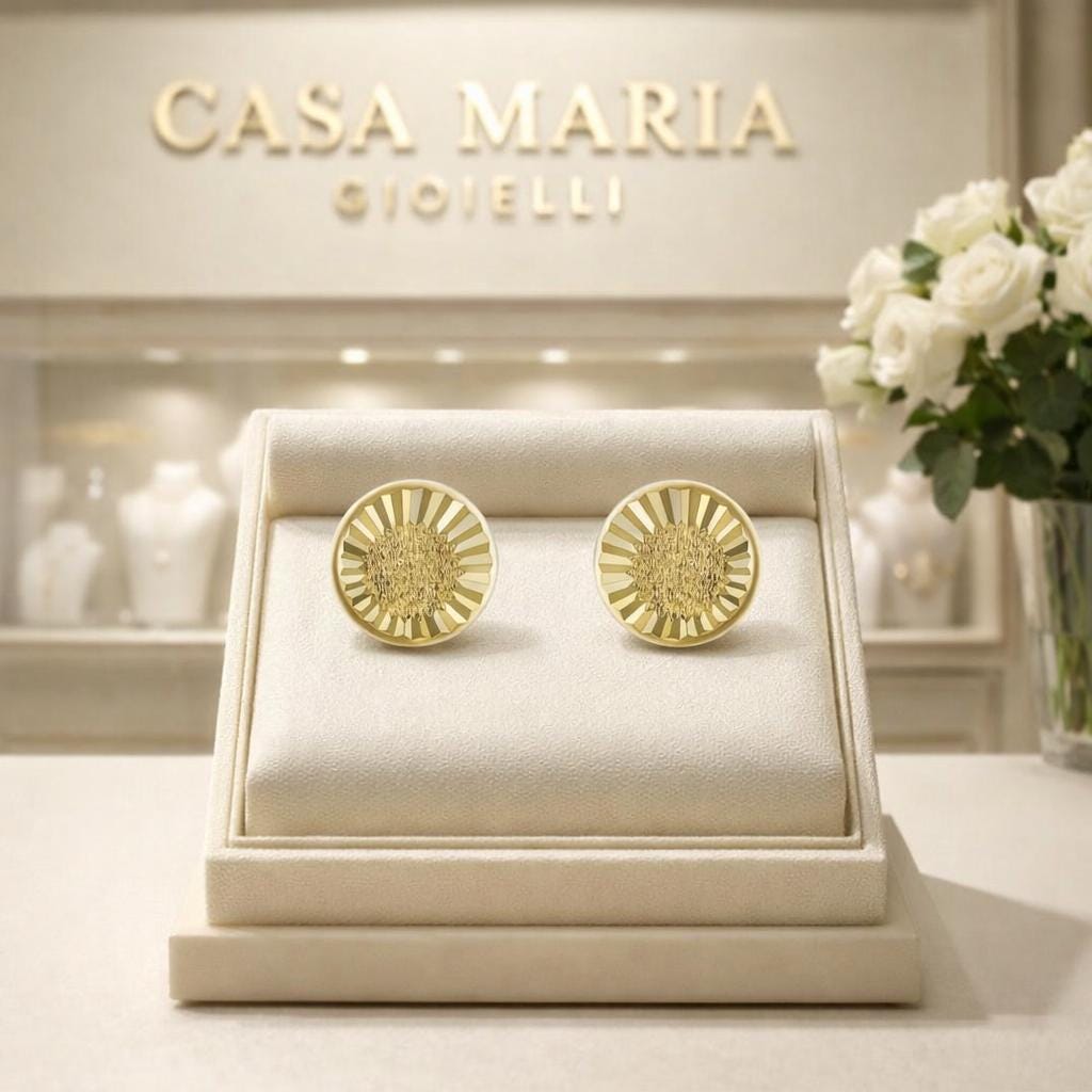 Solea Stud Earrings | 10K Yellow Gold | Timeless Expression Brillant Craftmanship | Casa Maria Gioielli