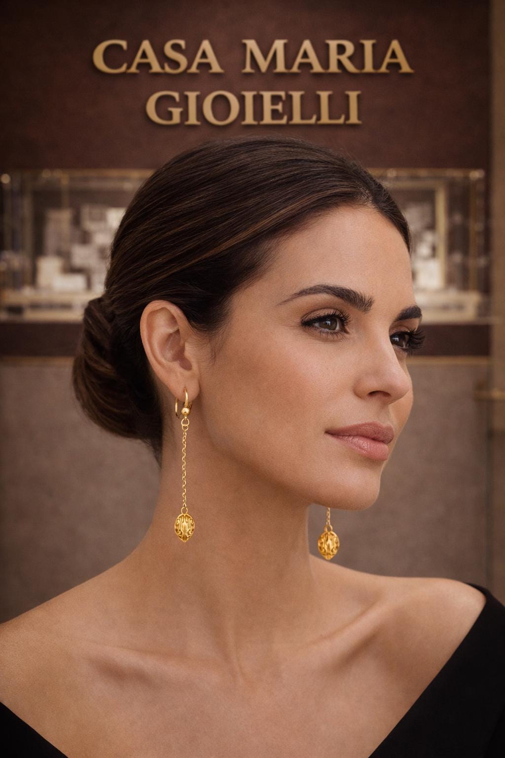 Goccia d’Oro Eterna Earrings | 24K Hollow Gold Yellow Dangling Earrings | Casa Maria Gioielli