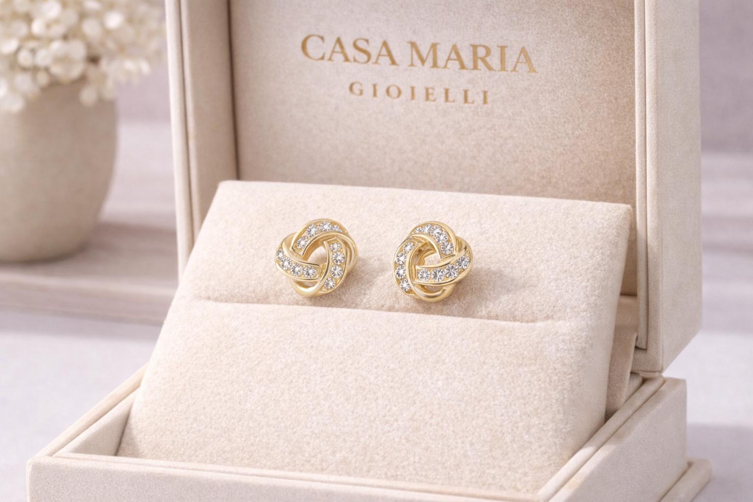 Unione Knot Earrings | 14K Solid Gold Lab Grown Diamonds | Timeless Symbol | Casa Maria Gioielli