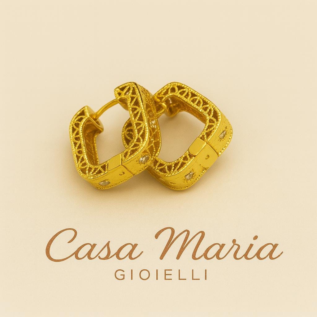 Intreccio di Luce Hoops | 24K Hollow Yellow Gold Lab Diamonds | Casa Maria Gioielli