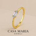 Elegant Zirconia Diamond Ring: 18K Gold Plated Sterling Silver