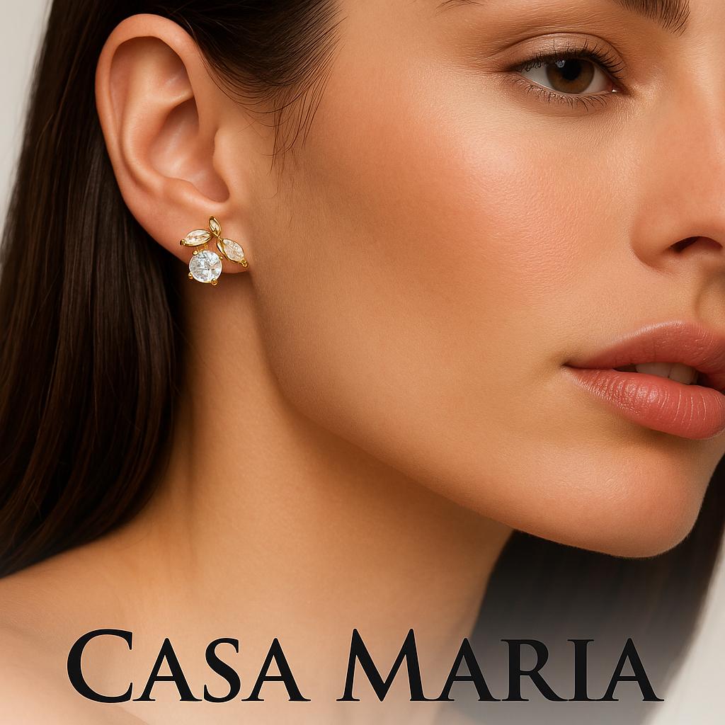 Petali d’Oro Studs - 14k Yellow Gold - Lab Grown Diamonds - Casa Maria Gioielli