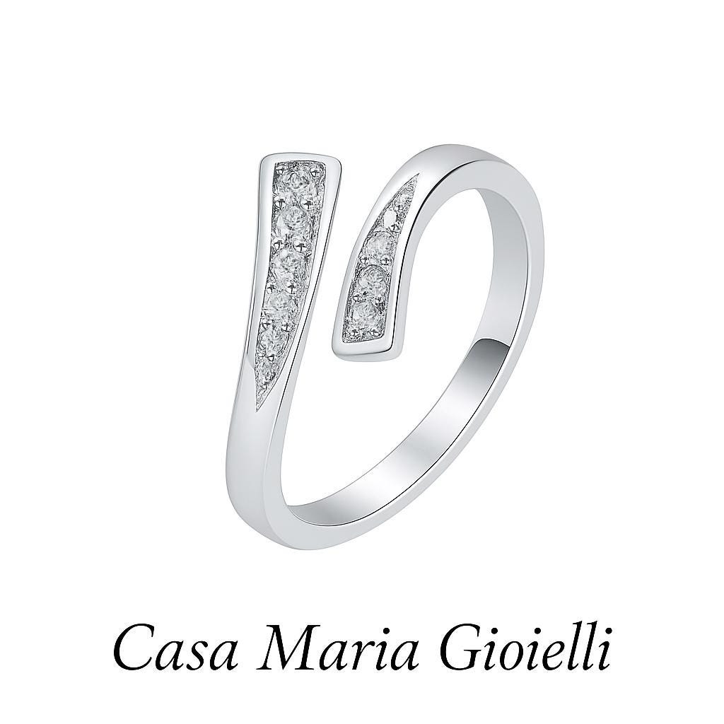 Linea di Luce Ring | 925 Sterling Silver | Lab Grown Diamonds | Casa Maria Gioielli