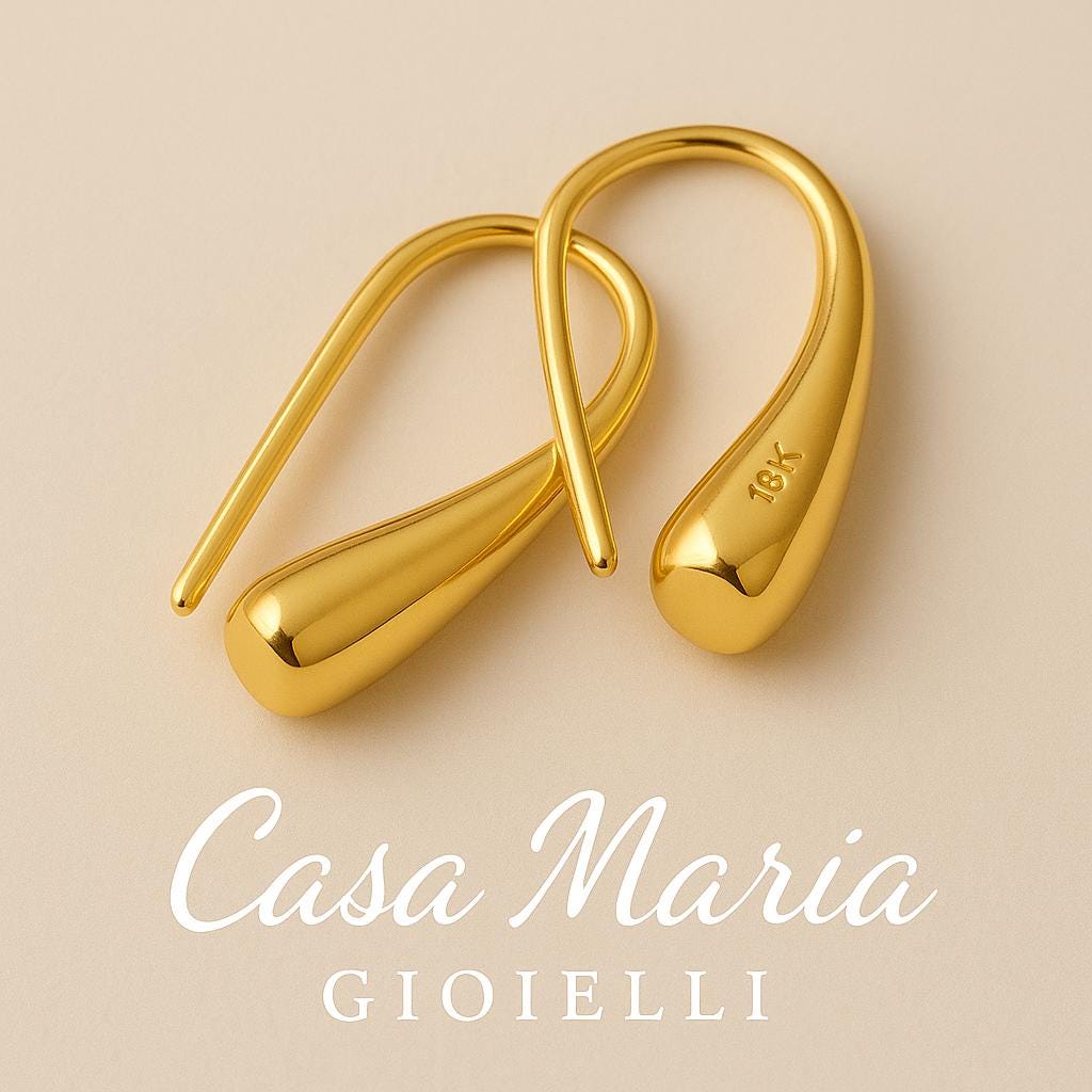 18K Hollow Yellow Gold Teardrop Earrings: Elegant Minimalist AU9999 Hollow Gold