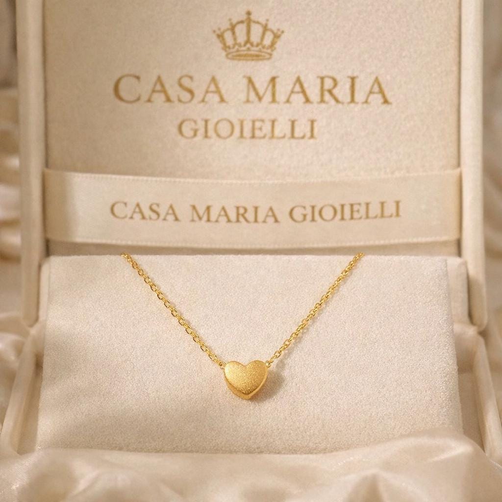 Cuore Necklace | 24K Hollow Yellow Gold Pendant | Casa Maria Gioielli