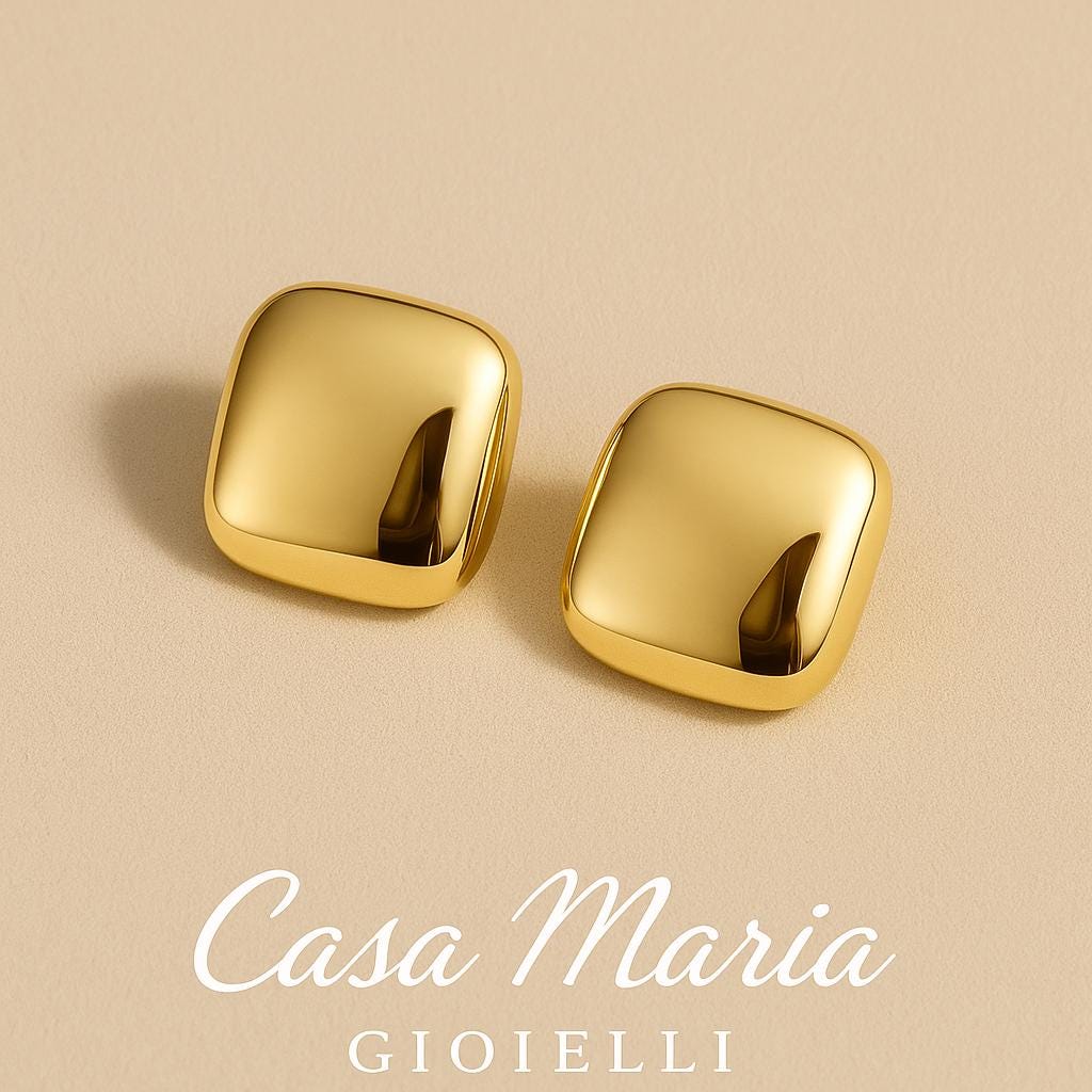 Quadri d’Oro Studs | 18K Hollow Yellow Gold Earrings |  Timless Charm  Casa Maria Gioielli