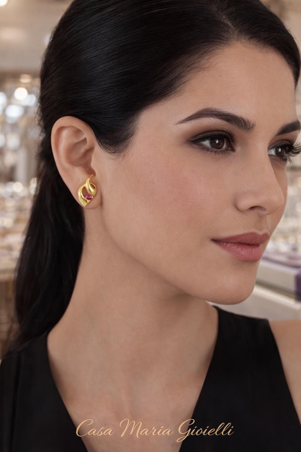 Luce di Rubino Studs | 18K Yellow Gold | Ruby Gemstones | Casa Maria Gioielli