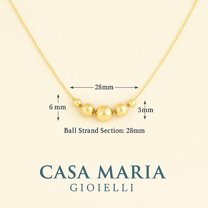 Collana Sfera Dorata Necklace | 14K Solid Gold | Sphere Charm Necklace | Casa Maria Gioielli