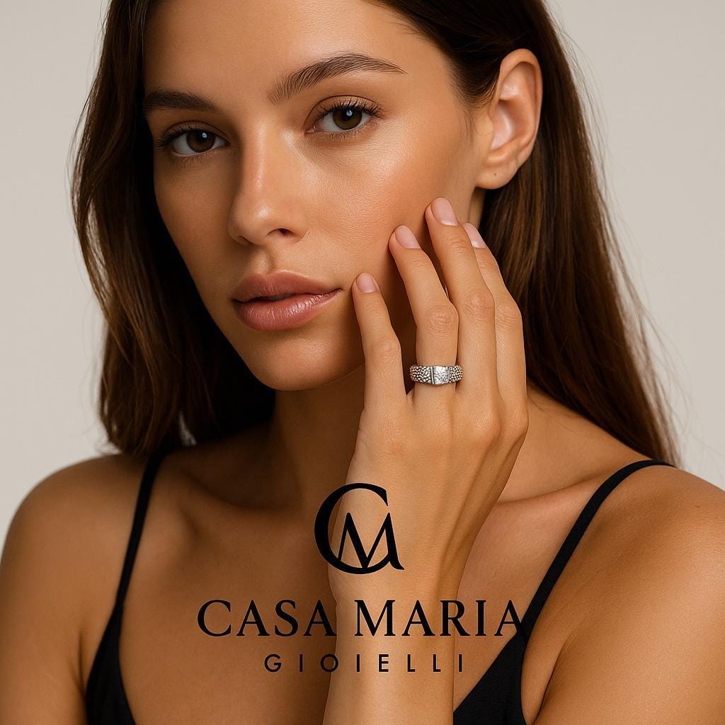 Roma Mesh Glow Band | Rhodium Plated 925 Sterling Silver | Lab-Grown Diamonds | Casa Maria Gioielli