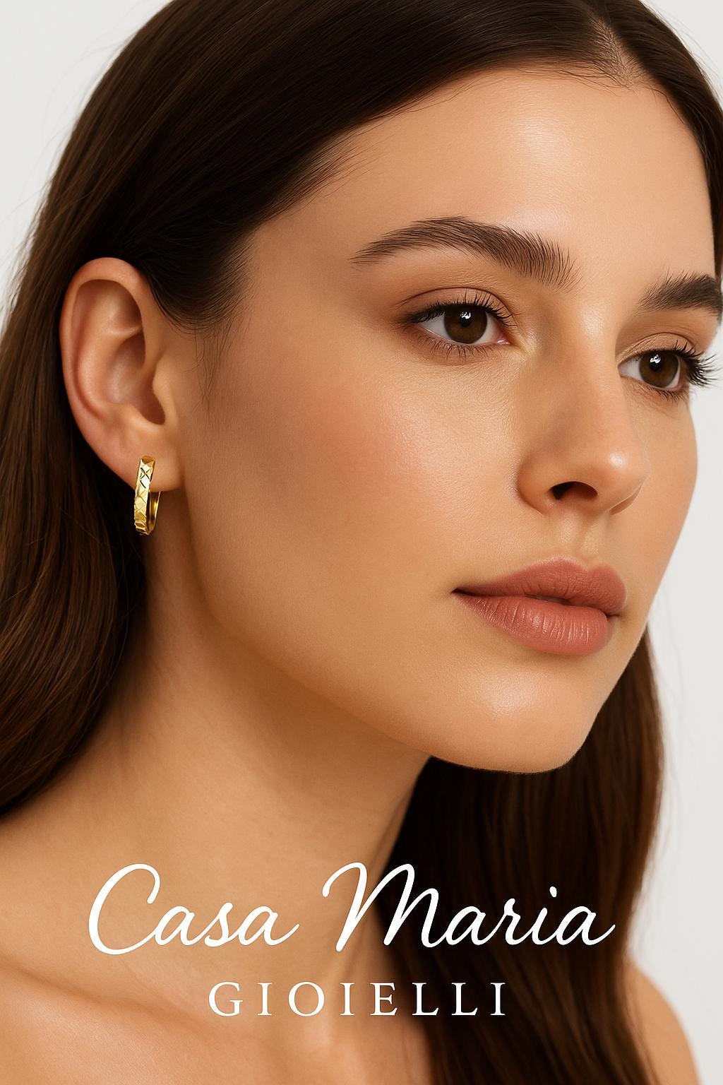 Quadrato Chic Oro Hoop | 14k Yellow Gold | Casa Maria Gioiellil