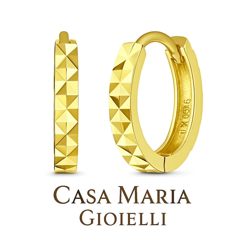Quadrato Chic Oro Hoop | 14k Yellow Gold | Casa Maria Gioiellil
