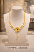 Emerald Flower Necklace | 18K Vermeil Gold, Freshwater Pearl