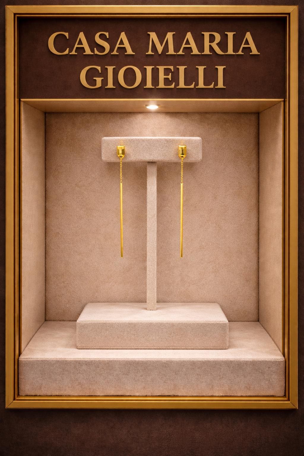 Linea Aurea Orecchini | 24K Hollow Yellow Gold Bar Earrings | Casa Maria Gioielli