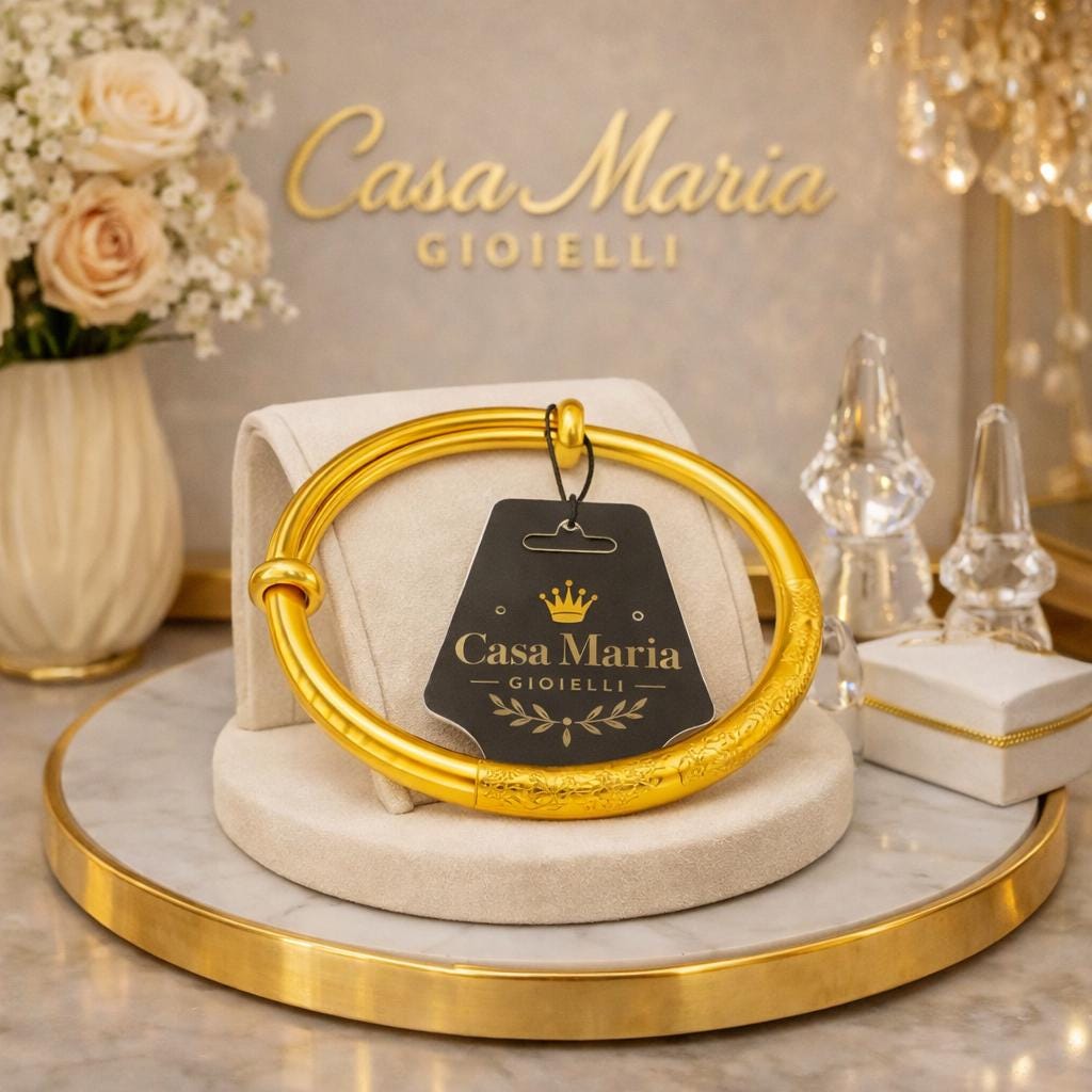 24K Hollow Gold Bangle Fior di Scaglia Bangle (AU9999) Casa Maria Gioielli