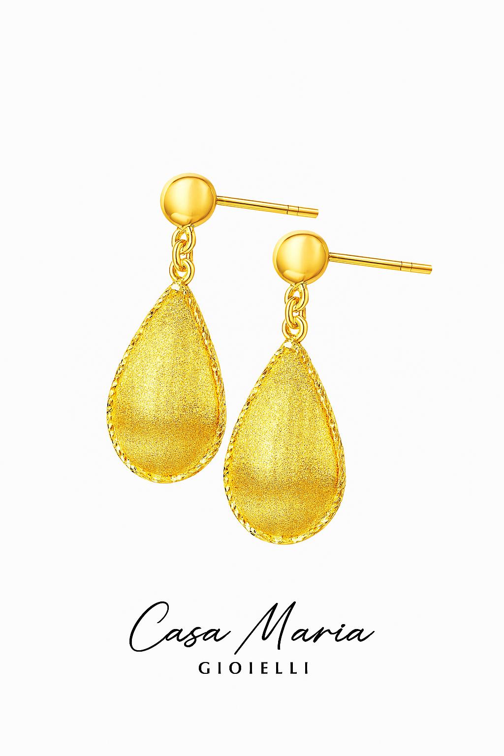Lustro 24K Drops Earrings | Hollow Yellow Gold | AU9999 | Casa Maria Goieilli