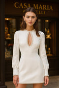 Abito “Grazia Bianca Mini Dress | Luminous White Couture Pearl Embellishment | Casa Maria Gioielli
