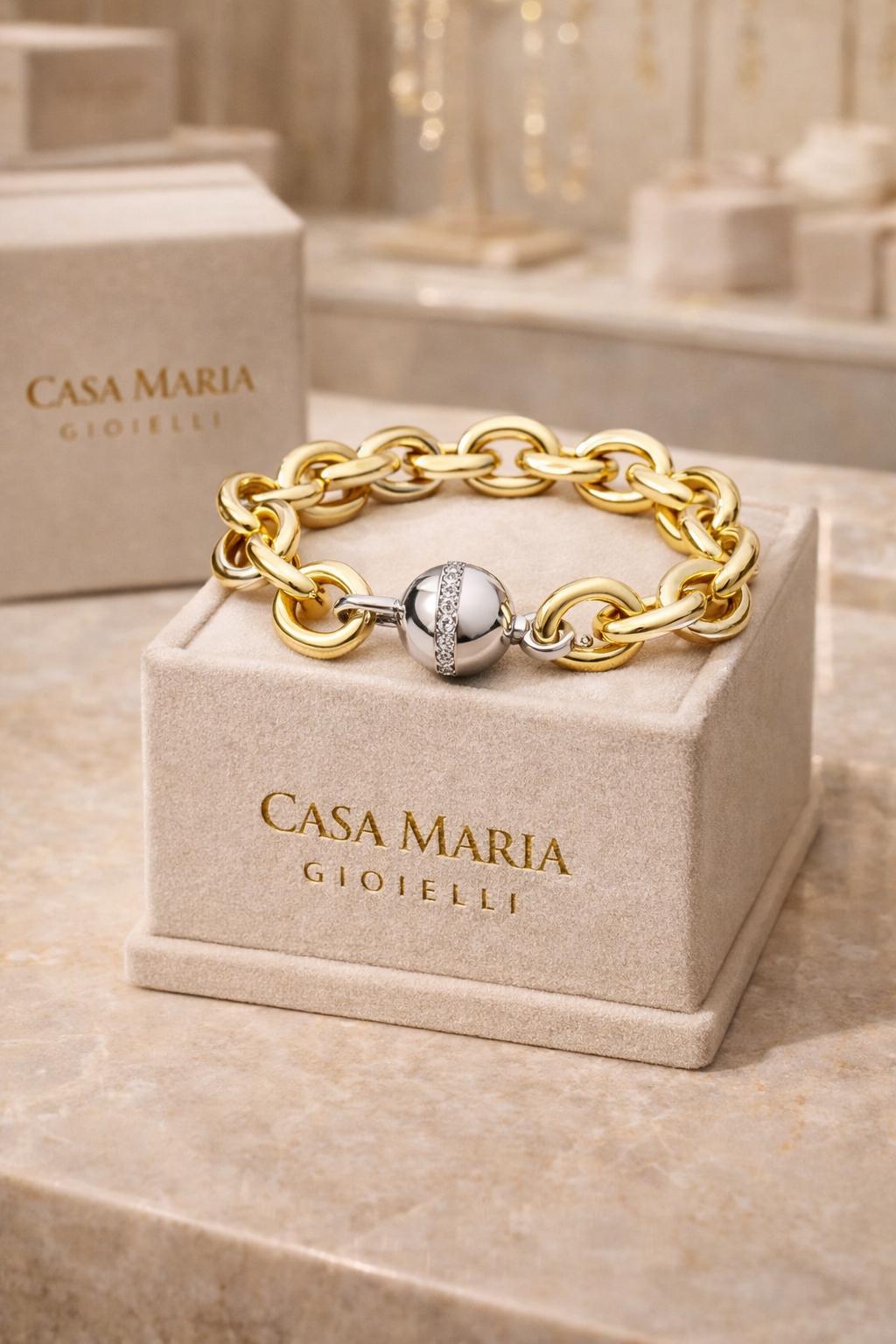 Bracciale Fortezza Bracelet | 18K Vermeil Gold | 925 Sterling Silver | Lab Grown Diamonds | CMG Collezione