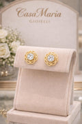 Fiore di Luce Earrings | 14K Yellow Gold | Brilliant Lab Grown Diamonds | Casa Maria Gioielli