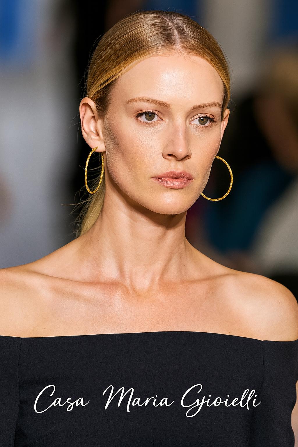Stelle Dorate Hoops | 24K Hollow Gold AU999 5K Real Gold  | Casa Maria Gioielli