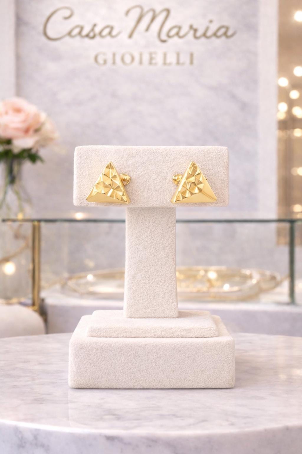 10K Gold Geometric Studs | Lab Grown Diamond Earrings