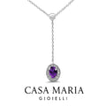 Amethyst & Lab Diamond 10K White Gold Pendant Necklace