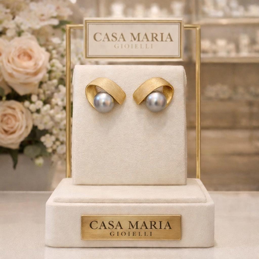Perla Grigia Studs | South Sea Pearl, 18K Gold Vermeil, Sterling Silver