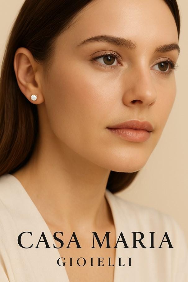 24K Gold Diamond Stud Earrings | Casa Maria Gioielli