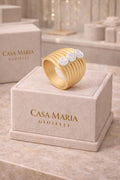 18K Vermeil Gold Ring | Sterling Silver Band, Rose Pearl Accents