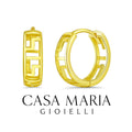 Orecchini Athenée Mini Hoops - 14K Solid Yellow Gold Athenee Pattern - Casa Maria Gioielli