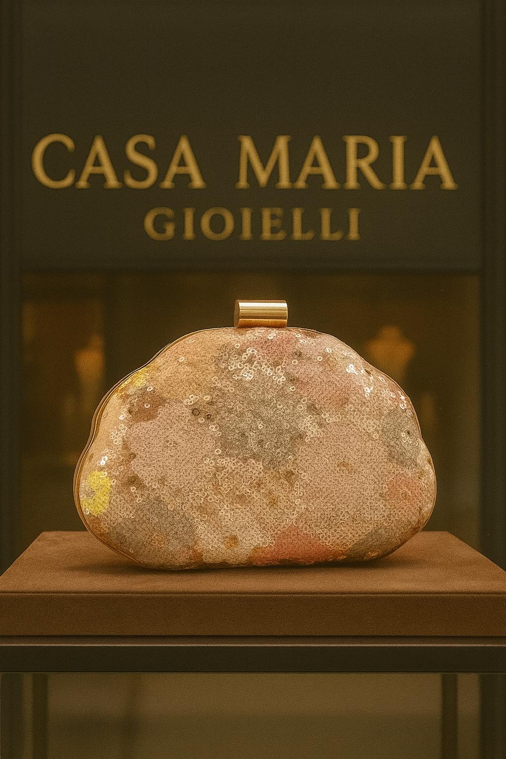 Petali di Luce Maria” Clutch | Exquisite Craftsmanship Pastel Florals Shimmering | Casa Maria Gioielli