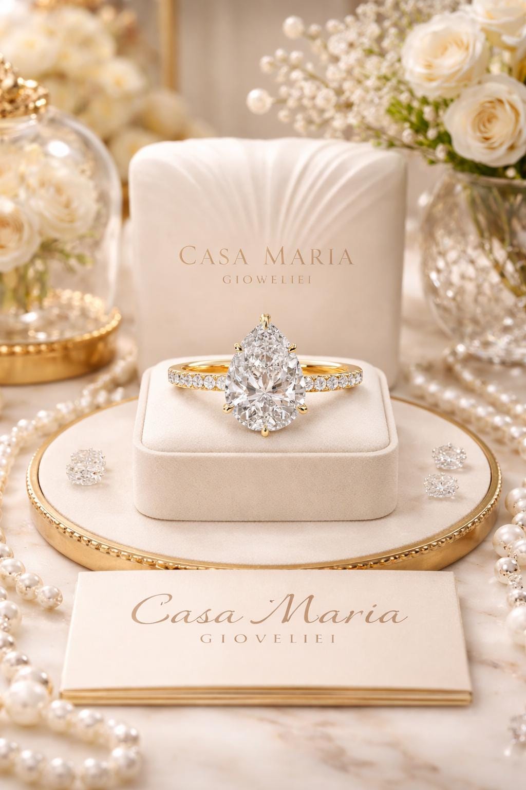 2ct Pear-Cut Lab-Grown Diamond Engagement Ring | 10K Yellow Gold