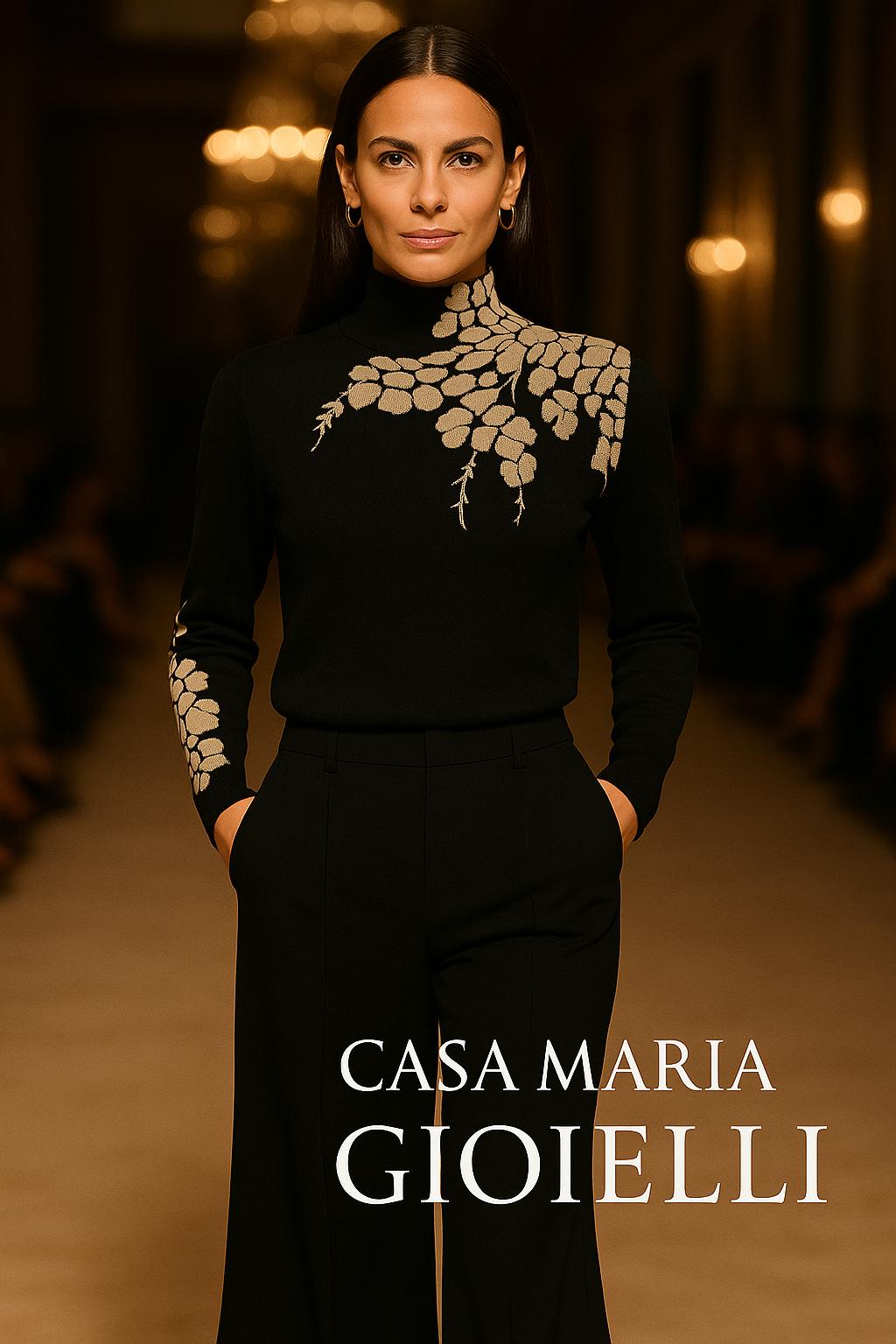 Maglione Elegante Sweater  – Floral Print Sweater H-line Silhouette - Casa Maria Gioielli