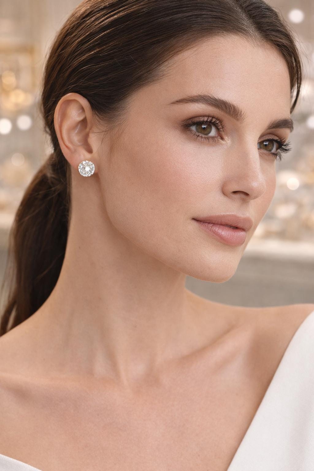 Sfera di Luce” – Sphere of Light Studs | 14K White Gold Earrings | Casa Maria Gioielli