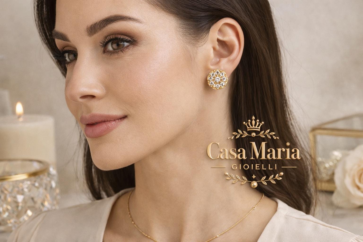 Grazia Fiorita (Floral Grace) Studs | 14K Solid Gold | Lab Grown Diamonds | Casa Maria Gioielli