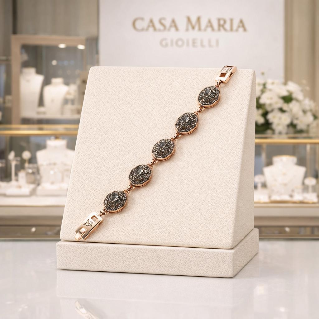 14K Gold Plated Crystal Bracelet – Vintage Style, Casa Maria Gioielli