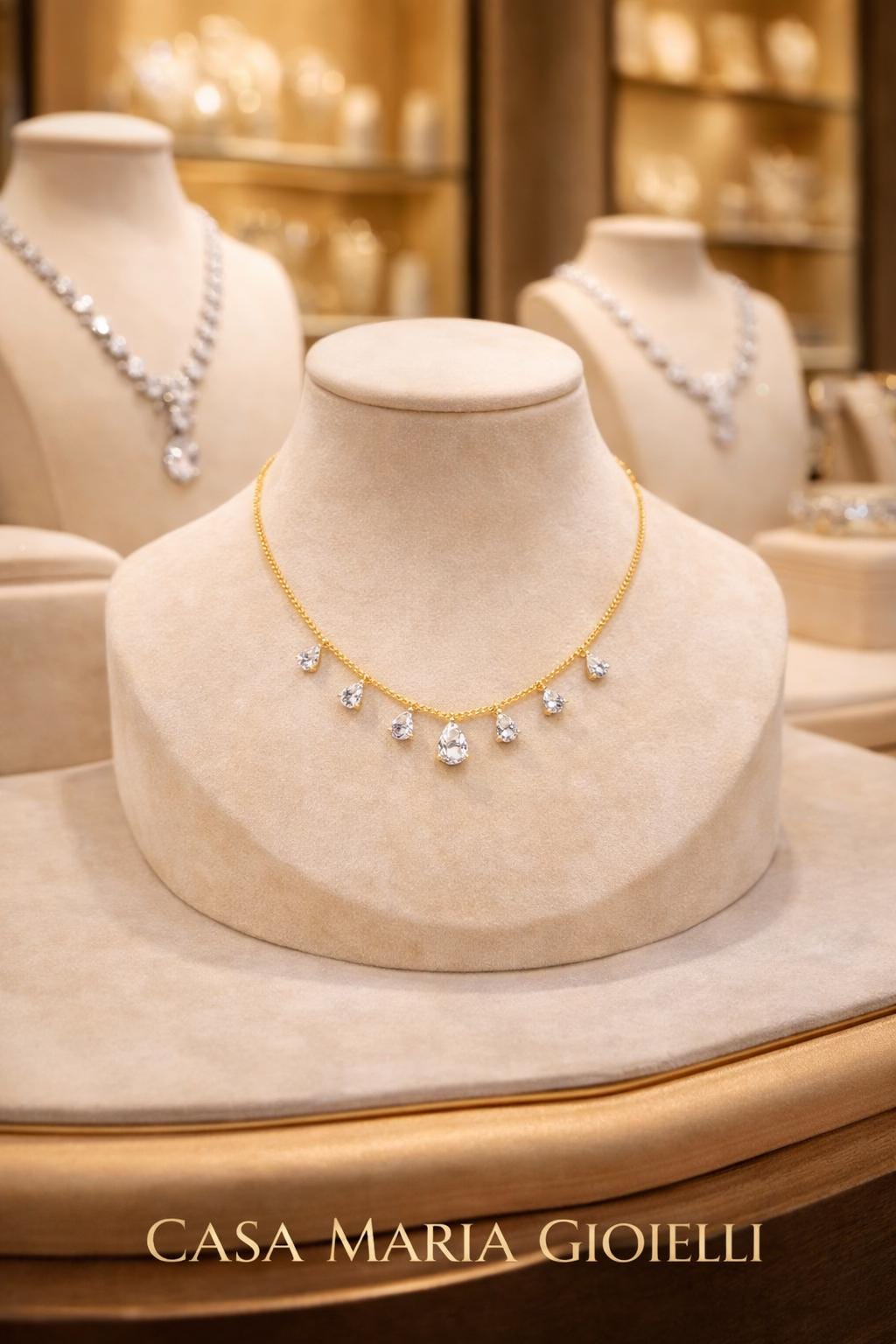 Gemma Reale Necklace | 18K Gold Plateed | Lab Grown Sapphire | Casa Maria Gioielli