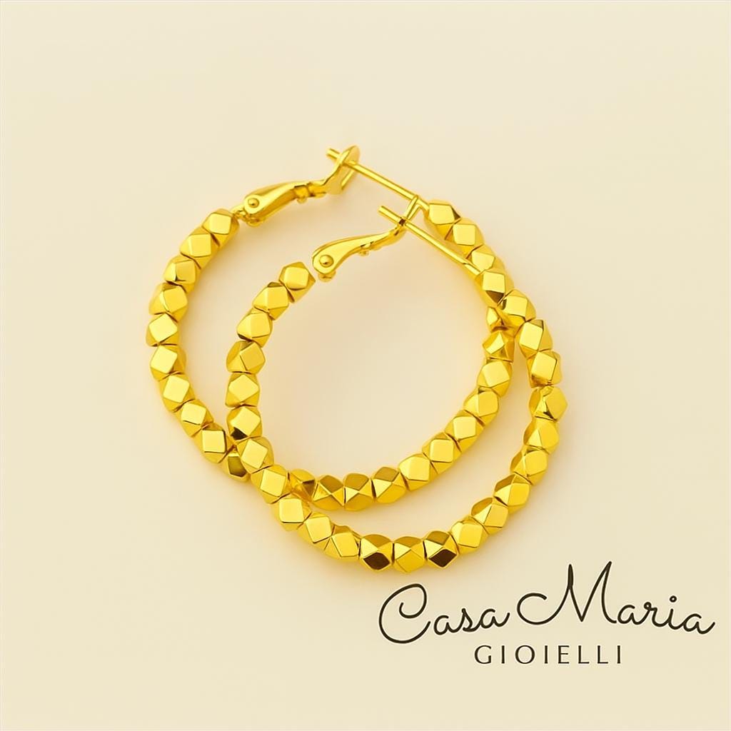 18K Solid Gold Hoop Earrings: Twisted Horseshoe Buckle Design