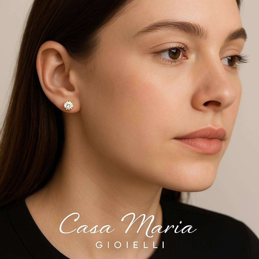 Cuori Brillanti Studs | 14k Yellow Gold | Lab-Grown Diamonds | Casa Maria Gioielli