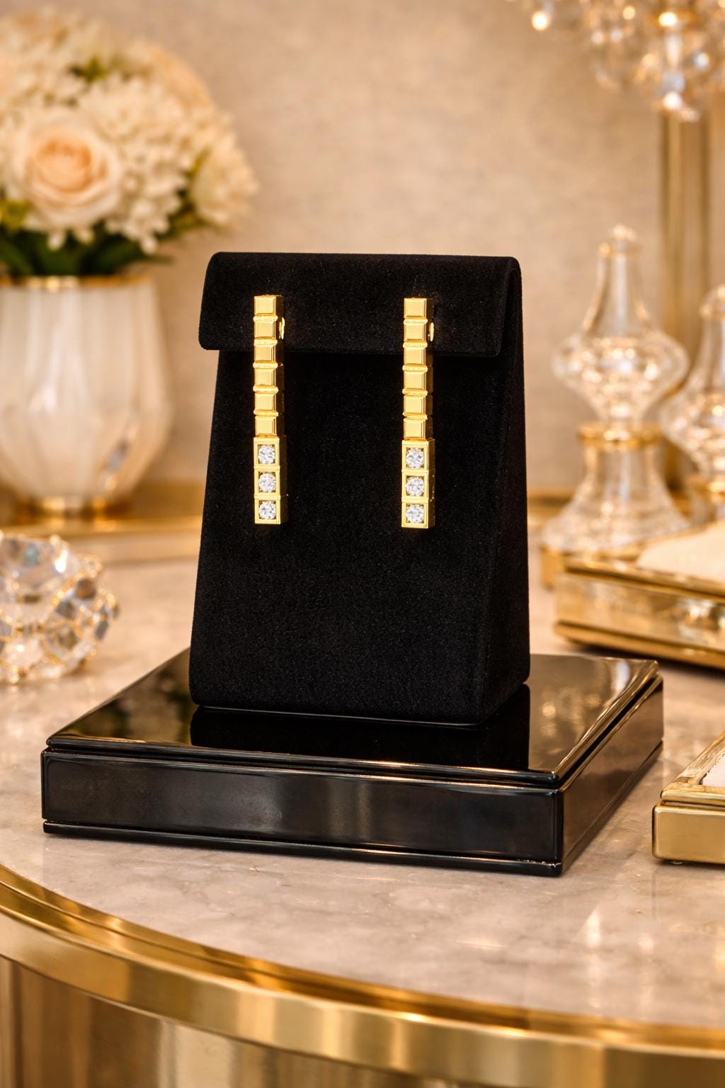 Bellezza Divina Dangles | 18K Gold Plated Sterling Silver | Lab-Grown Diamonds | Casa Maria Gioielli