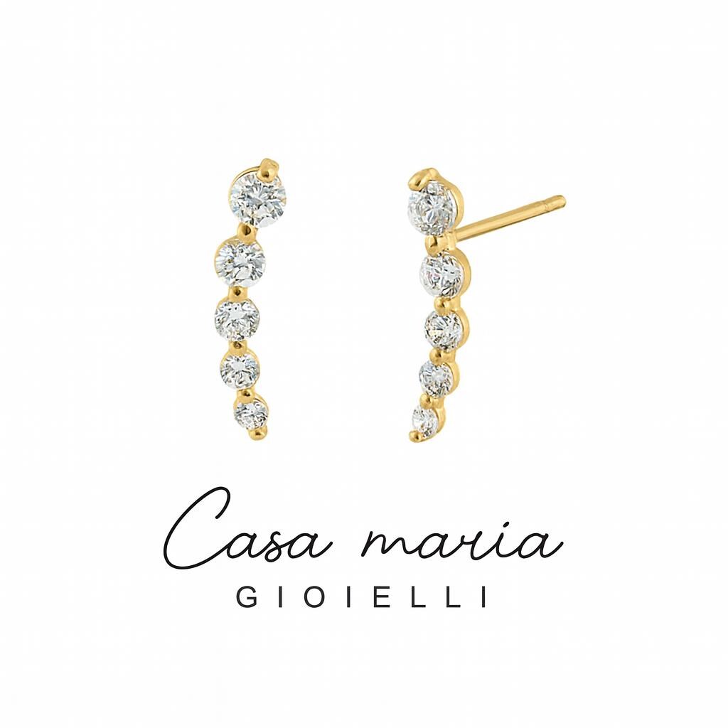 Linea Lucente Studs | 14K Yellow Gold | Lab Grown Diamonds | Casa Maria Gioielli