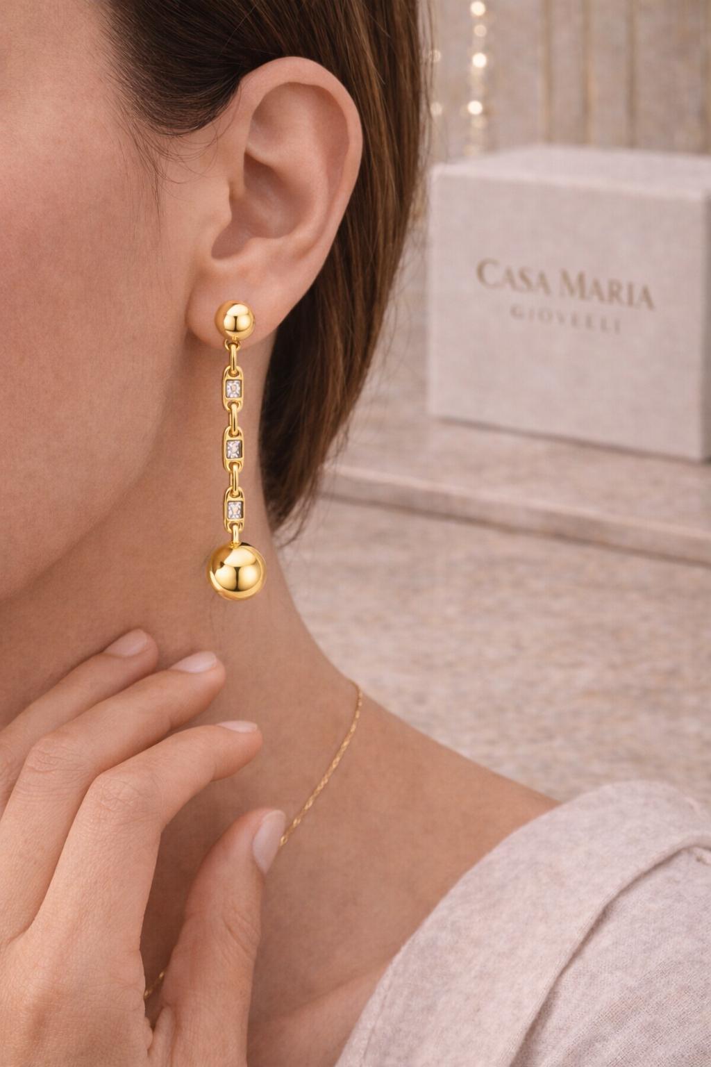 Orecchini Luce Dangling | 18K Vermeil Gold | 925 Sterling Silver | Lab Grown Diamond | CMG Collezione