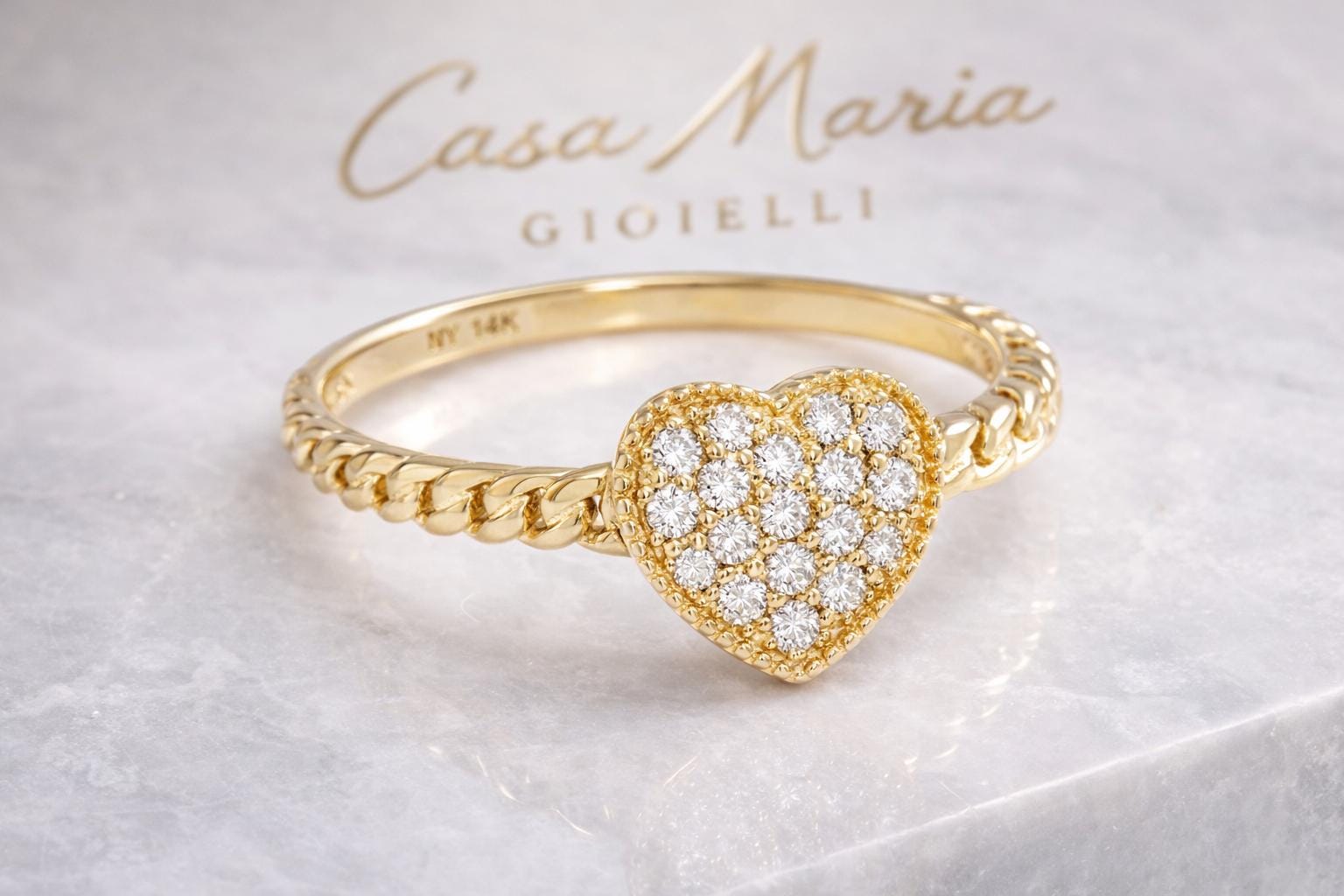 Cuore Forte | 14K Solid Gold Diamond Ring | Lab Grown Diamond vs-1 | Casa Maria Gioiellli