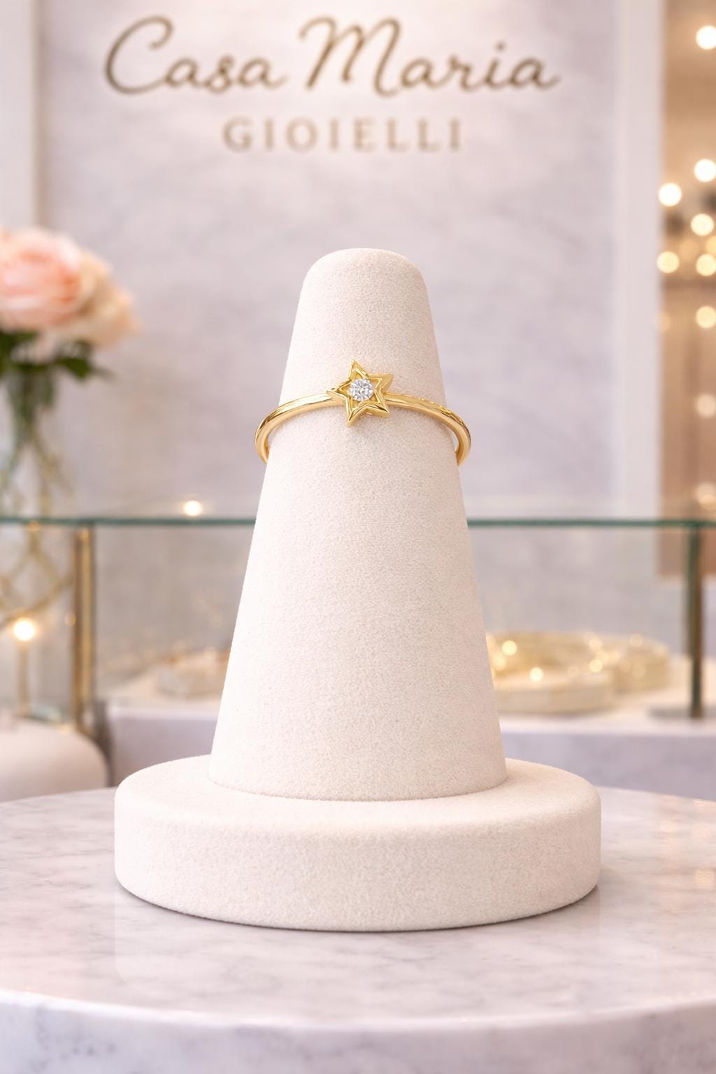 Essenza Stella Ring | 10K Yellow Gold | Lab Grown Diamonds | Casa Maria Gioielli