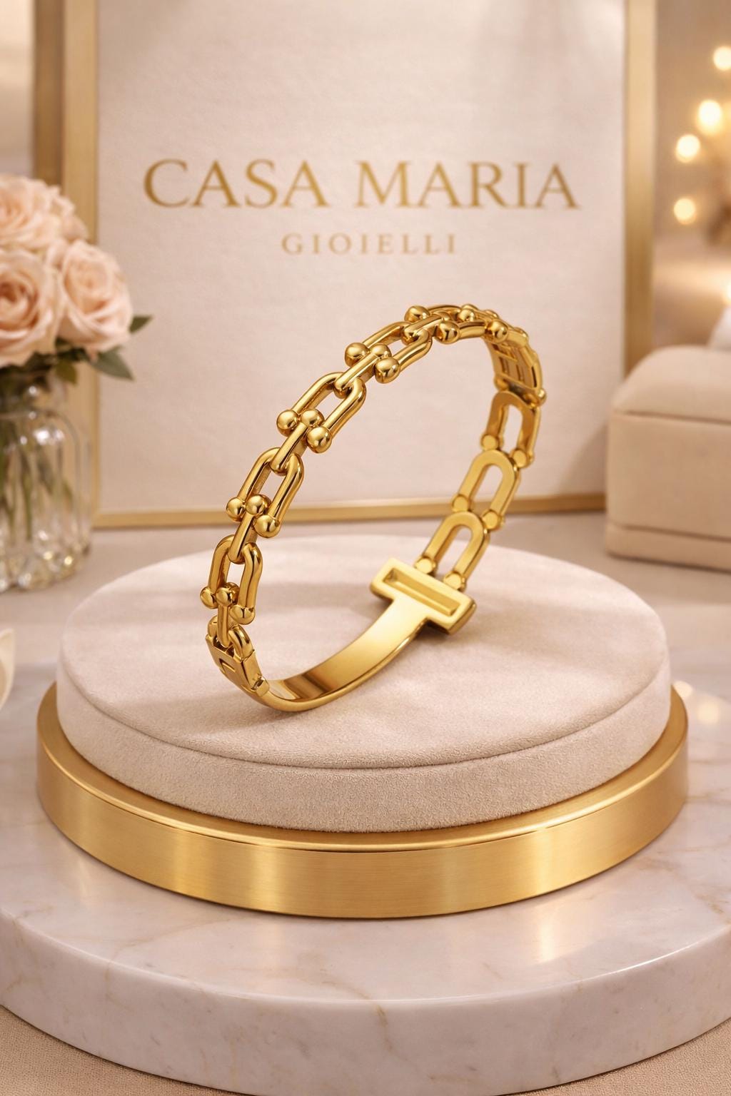18K Gold Horseshoe Buckle Bracelet | Argentium Sterling Silver
