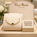 14K Yellow Gold Emerald Diamond Cuban Link Bracelet