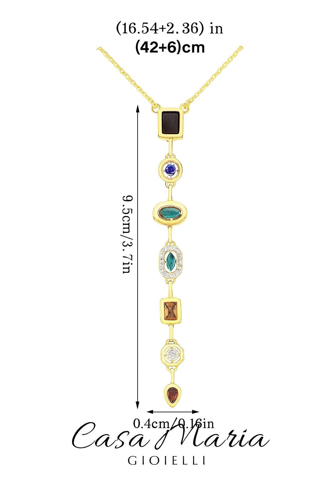 Arcobaleno di Cristalli Necklace | 18K Gold Plated | Genuine Gemstones | Casa Maria Gioielli Collection
